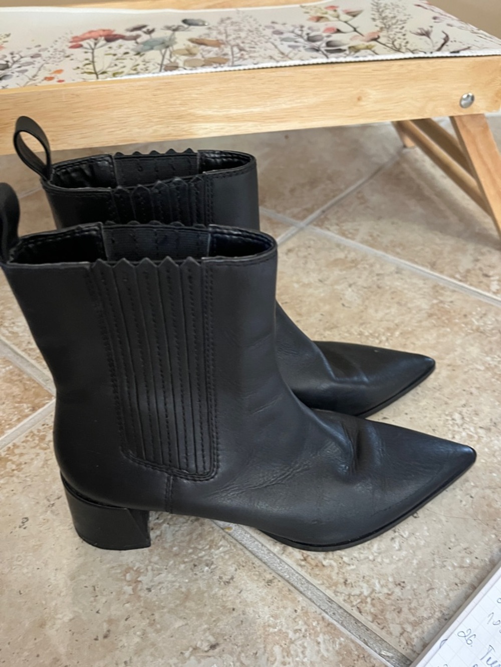 Zara Black Ankle Boots Pointed Toe Block Heel Chelsea Style Size 38 - Picture 8 of 15